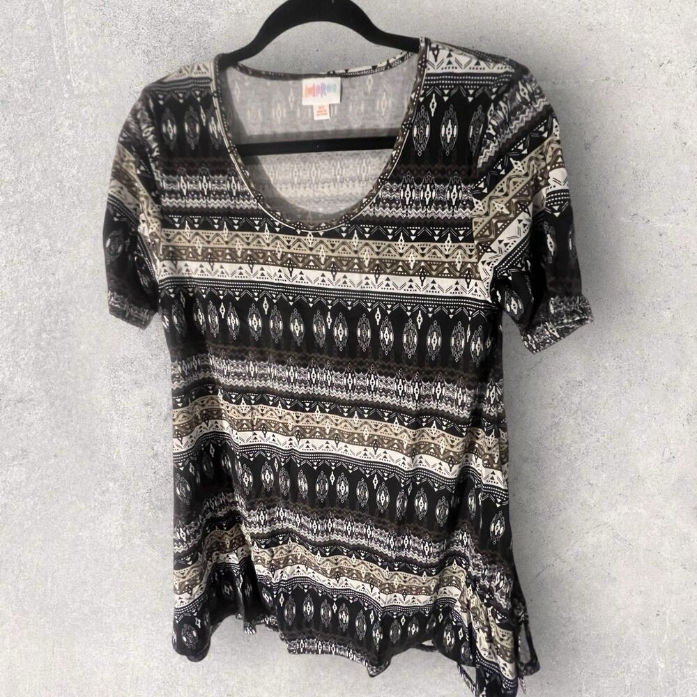 LuLaRoe Perfect T -XSmall-Brown/Black/White Print -NWT